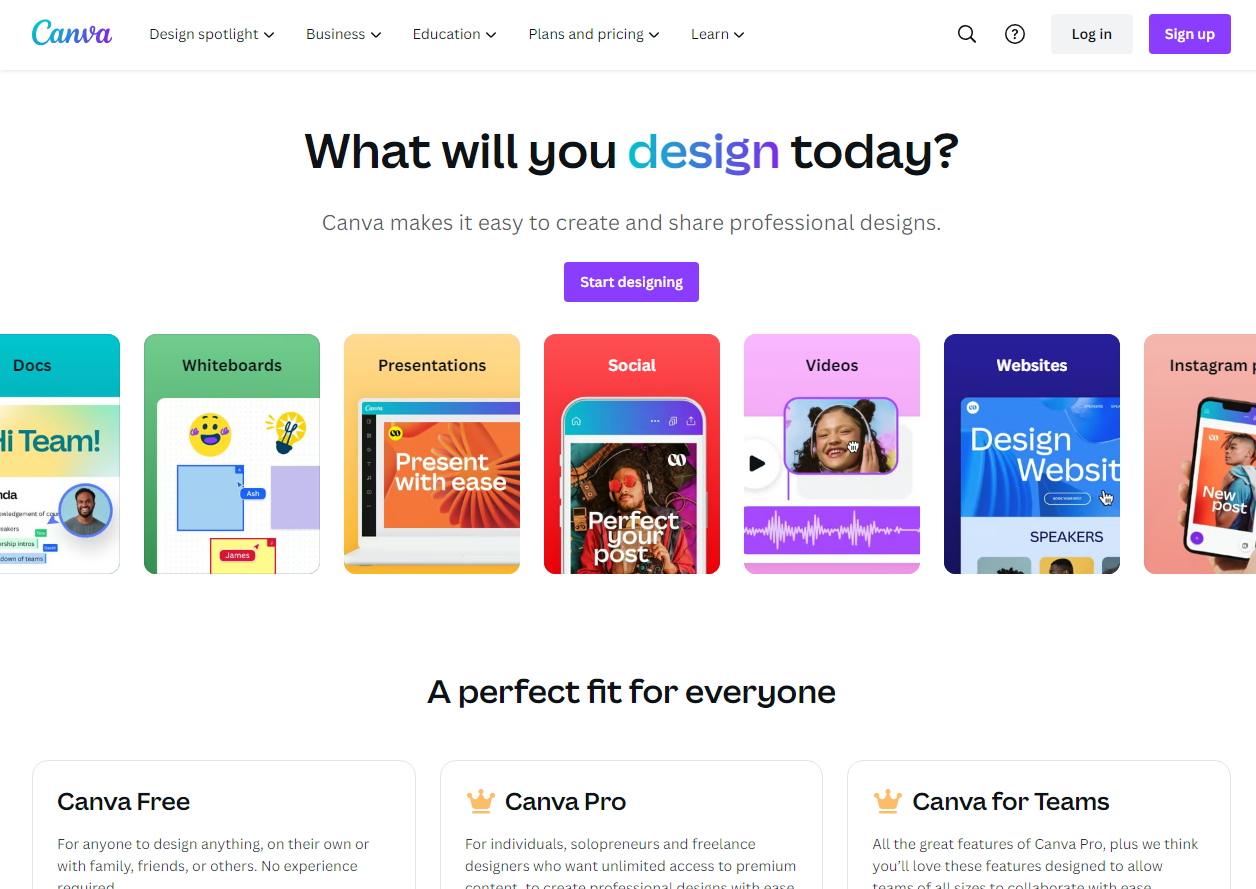 an image showing canva homepage